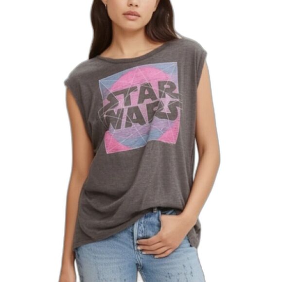 Junk Food Star Wars Logo Boxy Hi Lo Sleeveless Top - Picture 1 of 6